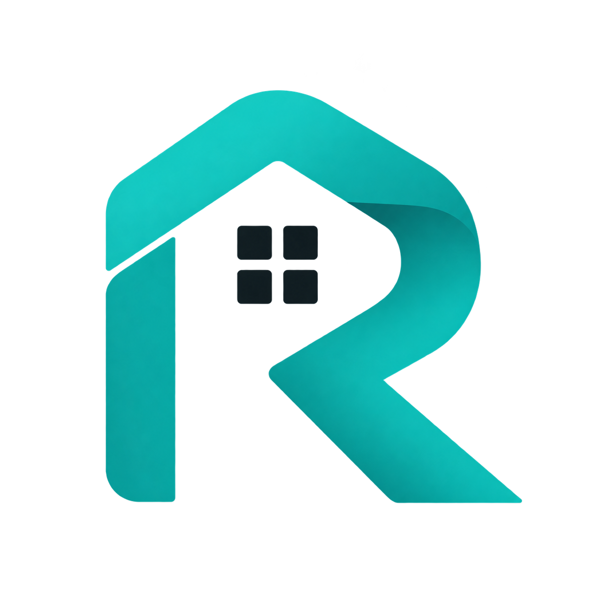 Logotipo R Turquesa con Casa y Ventana